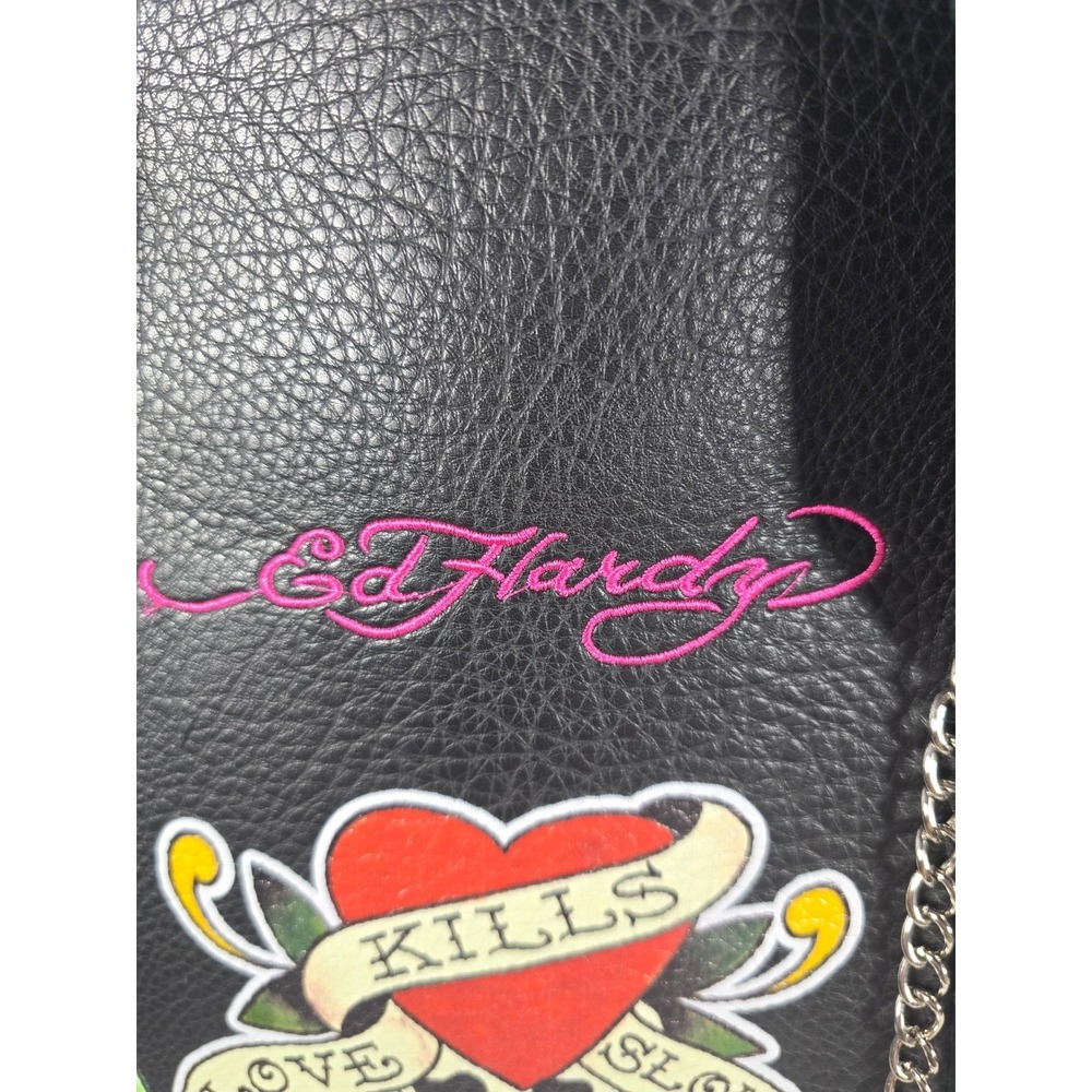 Y2k Ed Hardy Skull Black Floral Tote Bag Floral Skull Tattoo nwt Luggage - Picture 5 of 16